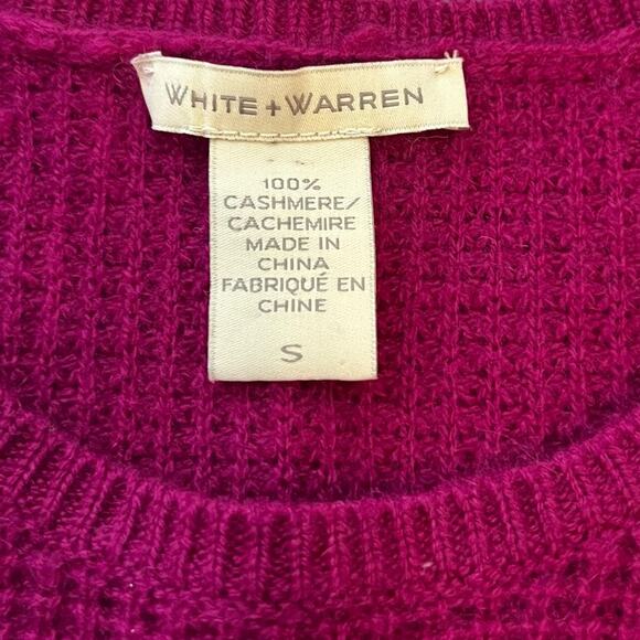 White + Warren waffle texturized cashmere sweater fuchsia pink sz S - Picture 5 of 5